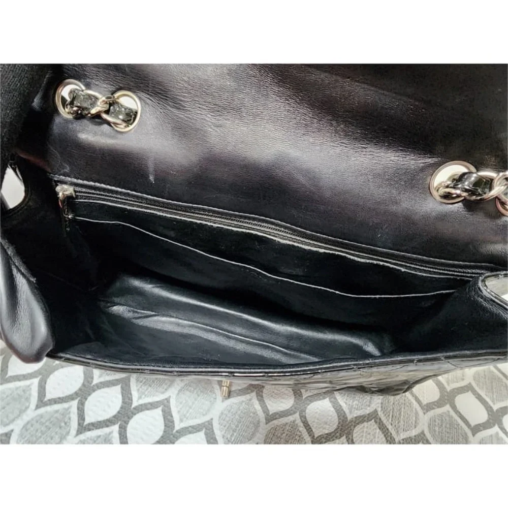 Authentic Chanel Quilted Patent Leather Maxi Classic Single Flap Bag